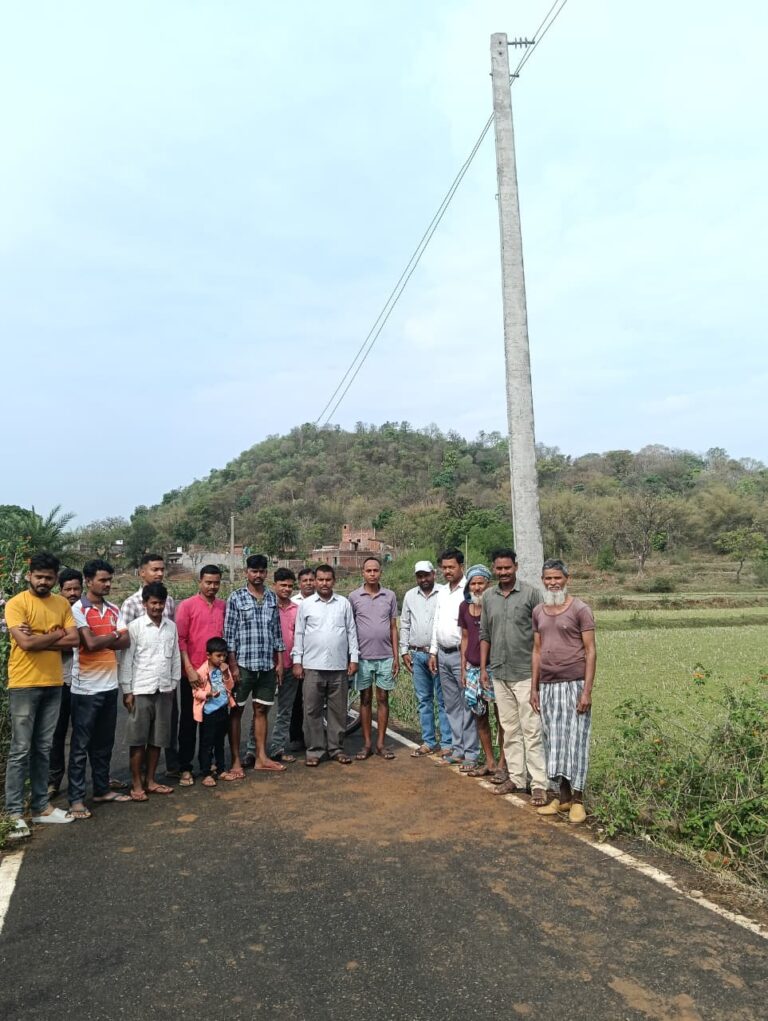 नाथडीह में लगा नया बिजली पोल लंबे इंतजार के बाद पूरी हुई मांग से ग्रामीणों में खुशी